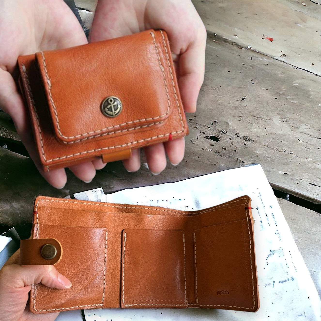 日本製の牛革で出来たコンパクト３つ折りミニ財布 g-13  【ネーム縫付無料】