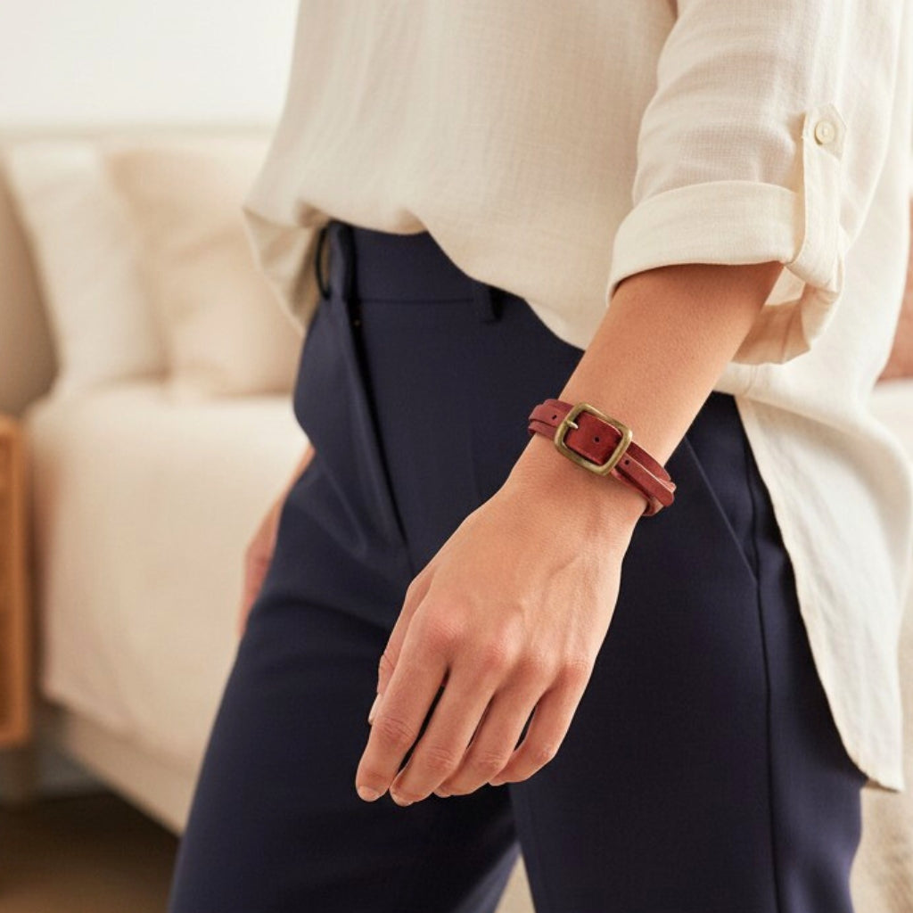 アーヴィ | 三つ編みレザーブレスレット　ユニセックスでバックル式 ac-23