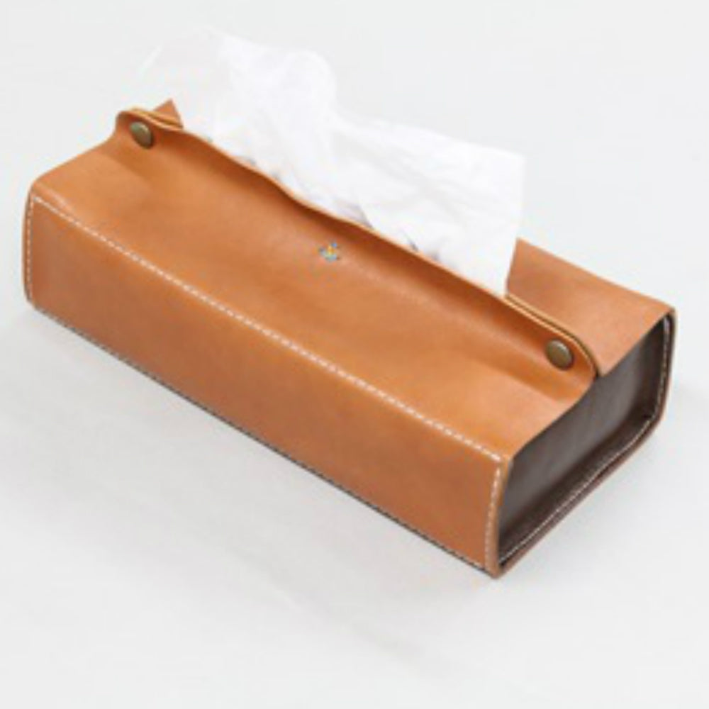 ツートンレザーのBOXティッシュケース｜生活空間に彩りを｜博多の工房